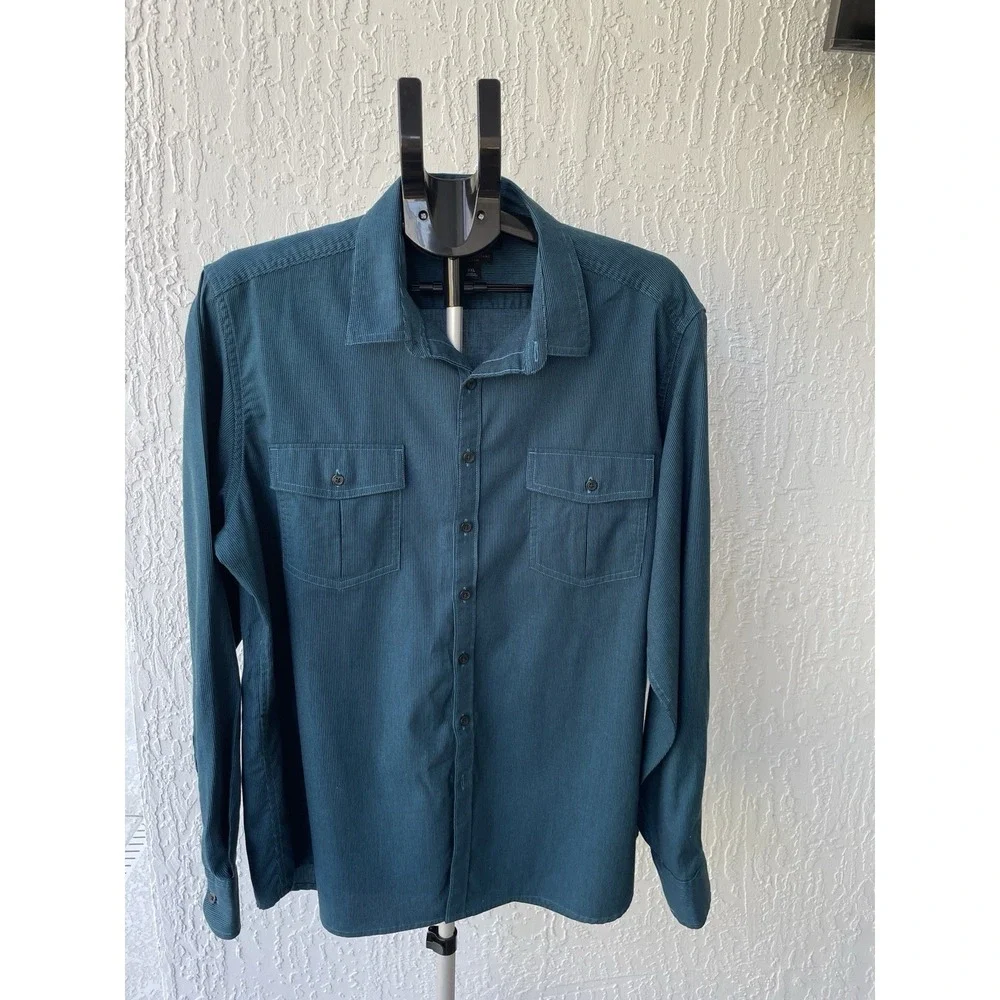 Marc Anthony Wrinkle Resistant Stretch Men's Shirt Size‎ XXL Teal And Black